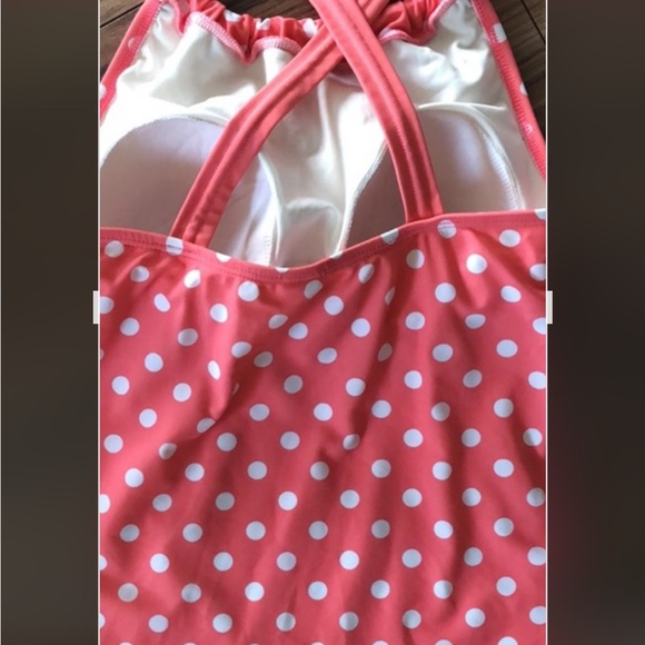 Lime Ricki pink polka dot tankini top size S - Picture 4 of 4